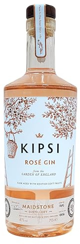 Kipsi Rosé Gin (700ml) 41% ABV | Sophisticated Pink Gin | Cherries, Strawberries and Raspberries | Barrel Aged in Ex-Bourbon Casks