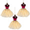 3 Stück Burgunderrot und Gold Ballerina Kostüm Figur 15 cm – Weihnachtsbaum hängende Dekorationen Festliche dekorative Ornamente Märchen Thema Weihnachtsbaum Anhänger