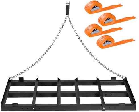 Toriexon 1,2 m Drag Egge, Auffahrtsgrader, robuster Power-Rechen, Auffahrtsbremse für Kies mit 1,2 m Kette, Abschleppen hinter Rasenrechen für ATV, UTV, Traktor, Rasenmäher, Landnivellierer für Kies,