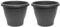 Acan Tradineur Lot de 2 pots de fleurs ronds en plastique pour plantes et fleurs méditerranéennes avec trous inférieurs Conteneur extérieur et intérieur de la maison Gris 60 cm