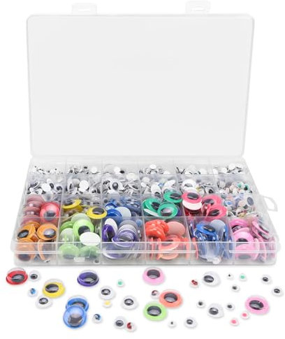 DEANKEJI 1700 Piezas Ojos Manualidades, 4 mm - 15 mm Ojos Manualidades Adhesivos, Varios Estilos de Ojos de Seguridad, Álbumes de Recortes, Fabricación de Juguetes y Decoración Artesanal