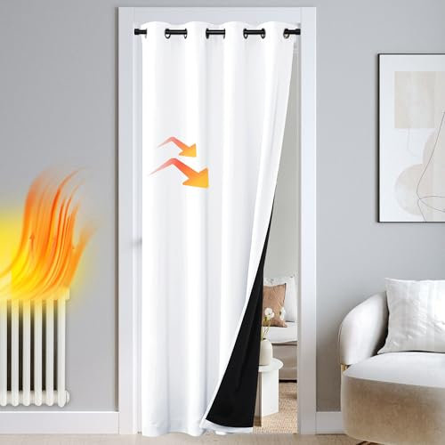 PONY DANCE Rideau Occultant Blanc - Rideaux 100% Lumière Bloquer Isolation Thermique Draperies à Oeillets pour Chambre/Salon Décoration de Fenêtre, 1 Pièce, Largeur 140x240cm Hauteur