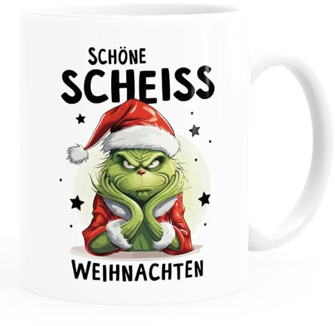 MoonWorks® Grinch Tasse Anti Weihnachten Spruch Ironie Sarkasmus lustige Weihnachtsbecher Geschenke für Weihnachtsmuffel Spruch 3 weiß standard