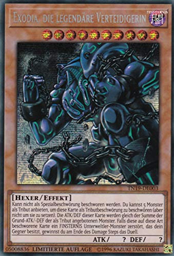 TN19-DE003 - Exodia, die legendäre Verteidigerin - Prismatic Secret Rare - 1. Auflage - Deutsch - 2019 Gold Sarcophagus Tin - mit LMS Trading Fieldcenter-Karte Yugioh