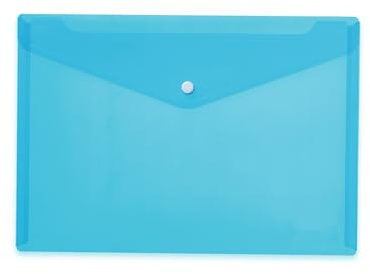 HERMA 20076 Dokumententaschen A4 Transparent Hellblau, 5 Stück, kleine Sichttaschen Umschlag mit Druckknopf, Briefumschlag Set aus Plastik für Schule, Uni, Büro, Reise