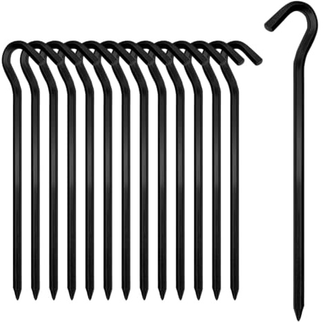 Bodenanker Trampolin,Schwerlast【J-Uförmige】 Zeltheringe, 【14/26Packung】 Heavy-Duty 18cm Zelt Heringe Metall Zelthaken