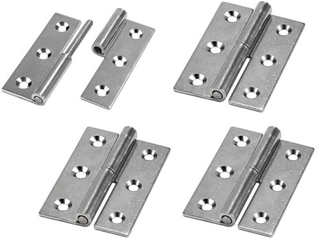 Wilsonzin 4 Stück Türscharniere, Aushebescharnier 7.5 * 5cm,304 Türscharnier Abnehmbare Türscharniere Klappbar Link Scharnier für Innen und Außentüren Industrieschränke Möbelindustrie