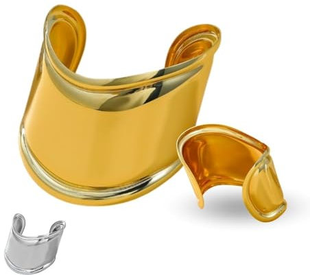 MAJALE Eleganter, breiter Oberarm Armband für Damen – goldene, schlichte Armspang aus Edelstahl