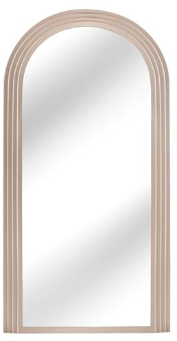 Riess Ambiente Wandspiegel Art Deco - 160cm - Greige - Kunststoff Rundbogen | Montiert geliefert, pflegeleichte Oberfläche, flexible Wandmontage, Sonnen-Design, Wand-Accessoire