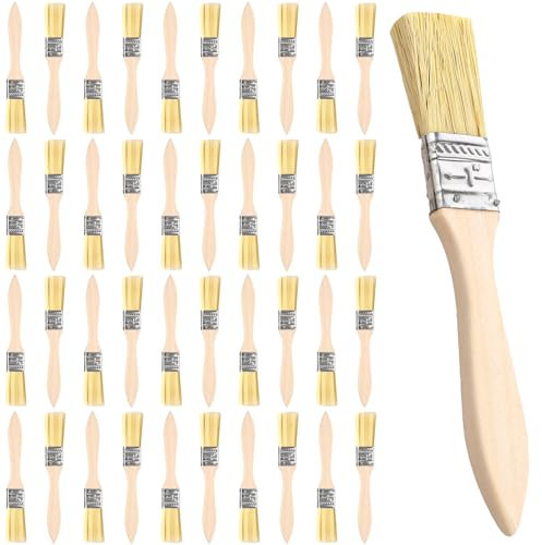 GBACHOOSE 40 Stück Pinselset 23 mm Malerpinsel mit Holzgriff, Borstenpinsel Set, Lasurpinsel, Flachpinsel für Farben, Lack, Malerei, Wand- und Möbelmalerei, DIY