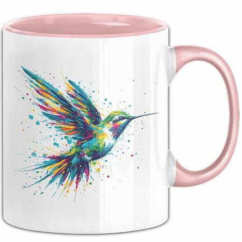Kolibri Aquarell Tasse Geschenk (Rosa)