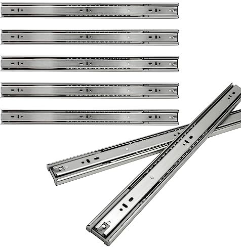 Herrselsam Kugelauszug 4 Paar (8 Stück) Schubladenschienen 450 mm Schubladenauszug Schienen für Schubladen Schubladen Schienensystem Dreiteilige Schubladen Hochwertig Leicht anzubringen