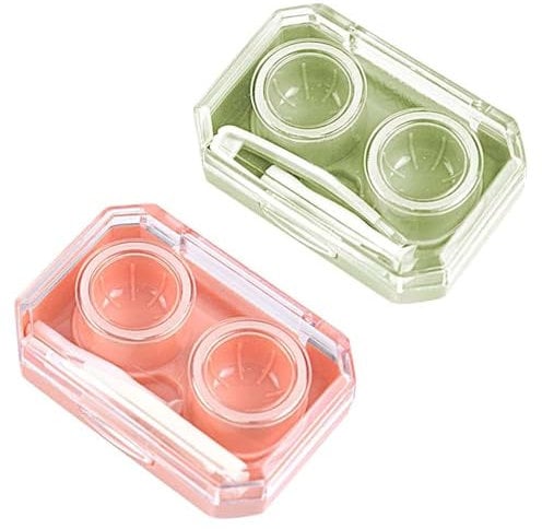 WIKEXINGLONGER 2 Packs Contact Lens Cases Portable Left/Right Eyes Contact Lens Cases Holder Box Travel Contact Lens Cases Contact Lens Box for Travel Home Outdoor Activities