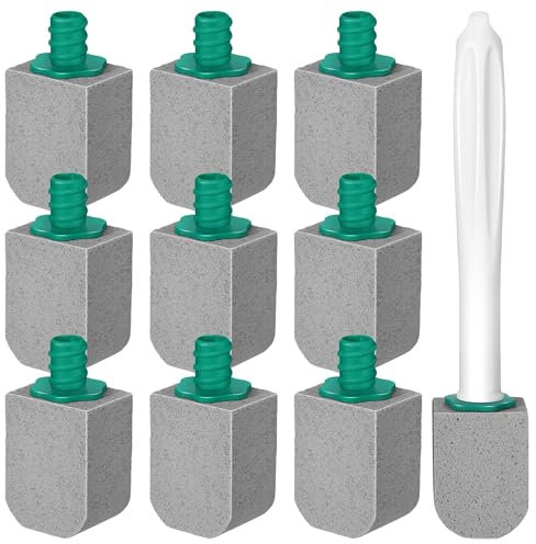 KEAGAN 10PCS Pumice Stone Toilet Bowl Cleaner with Extra Long Handle, Pumice Cleaning Stone, Replaceable Toilet Bowl Cleaner Toilet Brush, Cleaning Stones for Cleaning Limescale Deposits Kitchen Bath