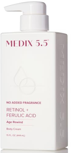 MEDIX Fragrance Free Retinol Face Moisturizer & Body Lotion Crepey Skin Care Treatment | Anti Aging Firming Retinol Cream For Face Targets Loose Crepe Skin, Wrinkles, & Fine Lines, 15 Fl Oz
