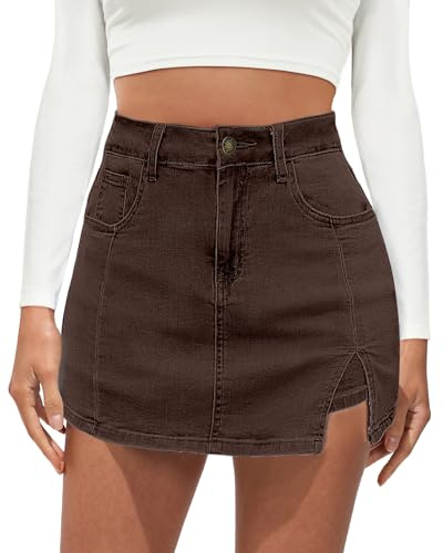 Vetinee Wrap Skirt Skorts for Women Jean Skirt Rustic Brown