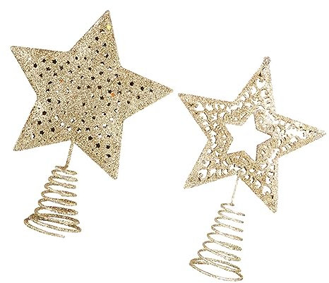 MOBUTOFU 2stücke Goldene Weihnachtsbaumspitzen Stern Deko Für Tannenbaum Festliche Weihnachtsdekoration Und Stilvolle Baumspitze