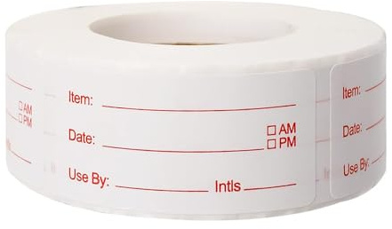 Nazeauf 500pcs Removable Food Stickers - Red, Round, Freezer & Fridge Labels, Food Prep & Storage, No Residue