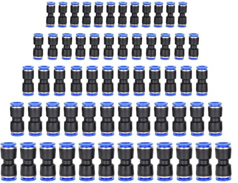 HAXIHA 60 Piezas Conexiones Neumáticas Rectas 5/32 1/4 5/16 3/8 1/2 Neumática guarniciones de Conector Enchufe Rapido aire Comprimido Para la Conexión Rápida de Tuberías