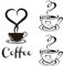 2 Bögen Kaffee-Wandaufkleber, Wandkunst-Aufkleber, Diy-Wanddekorationsaufkleber, Küchencafé-Wandaufkleber, Heimdekorationsaufkleber