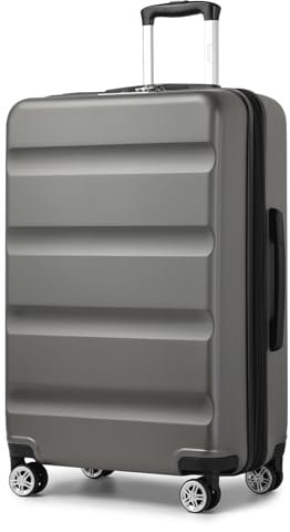 KONO Koffer Trolley Groß Erweiterbares Hartschalengepäck Leichte Koffer XL mit TSA-Schloss und 4 Doppelspinnrollen ideal für Reisen und Business 75x47.5x29.5cm, Grau