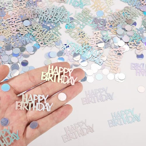 300stk Happy Birthday-Konfetti, Glitzerndes Geburtstagstisch-Konfetti Schillerndes Konfetti Kreisförmige Buchstabenform Streudeko für Geburtstagspartys für Tisch Ballon DIY-Basteln
