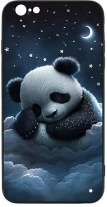 CRIVOTA Hülle Für iPhone 6/6S - Ganz Neues Panda-Design, Glas-Rückseite + TPU, Perfekte Passform, Kratzfest, Nach Militärstandard Getestet, Handyhüllen Für Jungen Und Mädchen