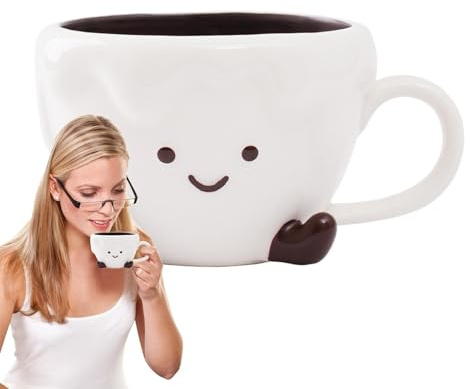 Lustige Gesicht Kaffeetassen, Cloud Coffee Tasse - 450 ml Valentinstag Becher Anime Cup für Frauen,Süße Keramikgetränksware mit Ausdruck für Küchentischdekoration