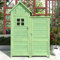 Jaxenor Geräteschuppen Holz, Artenschuppen Holz mit PVC Dach, Geräteschuppen Klein mit 2 Kleinteileregale für Garten, Terrasse, Wetterfest, Grün