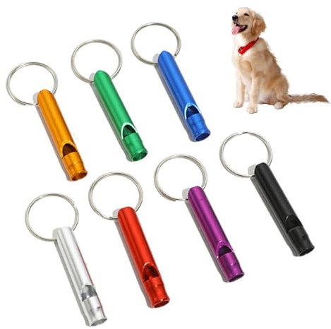 LGYUWER 7 Pcs Dog Whistles for Recall Dog Whistle To Stop Barking, Ultrasonic Tool Portable Metal Keychain For Most Breeds Pets Recall Training Stop Barking And Pet Behavior Control (Random color)