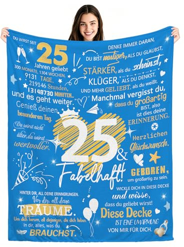 25. Geburtstag Decke Tagesdecken für Frauen Männer alles Gute zum Geburtstag Geschenke für 25 Jahre alt Tochter Schwester Bruder Cousine Freunde Freundin Frau Kollegen Inspirierende Geschenke (25)