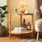 Bambus Couchtisch, Moderner Bauerntisch mit 2 Ablageflächen und Glasplatte, für Wohnzimmer und Schlafzimmer, ideal für kleine Räume