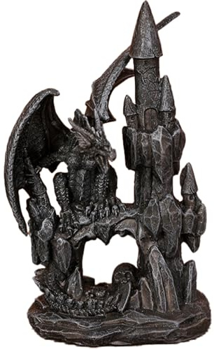 YORISMAL Halloween Schwarzer Castle Dragon Resin Ornament, Home Tabletop Arrangement Dekoration Geschenk, für Halloween und zu Hause, robuste Drachen-Statue für Regal und Tischdekoration