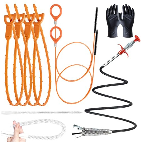 KASURE 11 Pack Drain Unblocker Tool Set, Flexible Grabber Claw Pick Up Reacher Tool, Hair Clog Remover Sink Snake Drain, Sink Drain Cleaner for Bathroom Toilet Sewer Kitchen Tub Clogged Drains