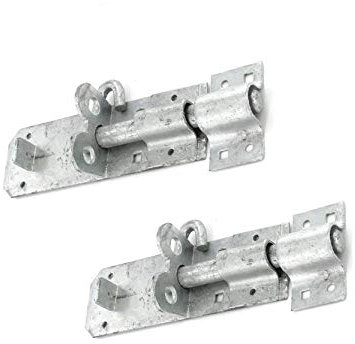 2 x Brenton Strong Sliding Padlock Shed Gate Door Bolt Black or Zinc 150mm (6) Galvenised