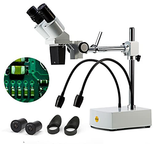 SWIFT SS41 Microscope stéréo binoculaire Professionnelle Soudure, grossissement 10X / 20X, oculaires Grand Champ 10X / 20X, 2 lumières LED Flexibles, Compatible caméra