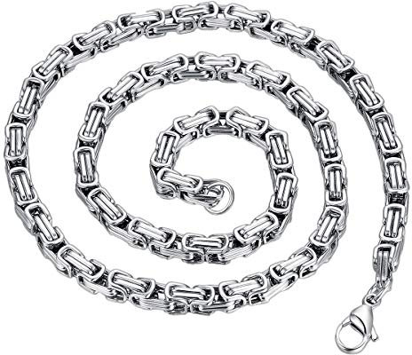 Cupimatch Herren Königskette Halskette für Männer Schlüsselbein Kette Edelstahl Junge Hals Schmuck 55cm, Silber
