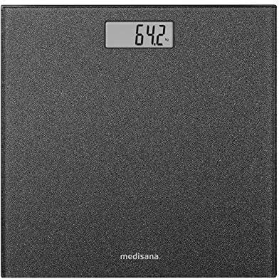 Medisana PS 500 digitale Personenwaage bis 180 kg, Badezimmerwaage aus Glas, Motivwaage, Step-On-Einschaltung in silber