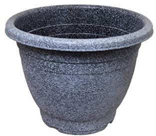RARA® Lot de 2 pots de fleurs en plastique avec trous de drainage, motif marbre gris, 26 x 21 cm
