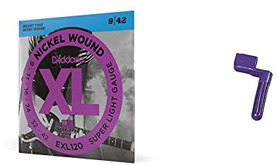 D'Addario EXL120 Cordes en nickel pour guitare électrique Super Light 9-42 & Tourne mécanique noir