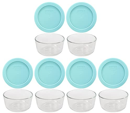 Pyrex 12-Piece Glass Bowl Set with Jade Dust Green Lids - Classic, 1 Cup, Round, Non-Porous, Odor/Stain Resistant, Microwave, Dishwasher Safe