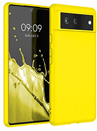 kwmobile Custodia Compatibile con Google Pixel 6 Cover - Back Case per Smartphone in Silicone TPU - Protezione Gommata - giallo radiante