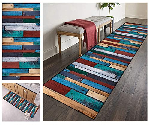 ZVEZVI Teppich Läufer Flur Küche rutschfest Waschbar Boho Bunter 50x200cm Modern rutschfest Waschbar Vintage Kücheläufer Teppichläufer Polyester Meterware Anpassbar