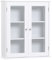 kleankin Armario de Pared Baño de 2 Puertas de Cristal Armario Colgante Multiusos para Cocina Salón con Estantes Interiores y Balda Ajustable 55x20x65 cm Blanco