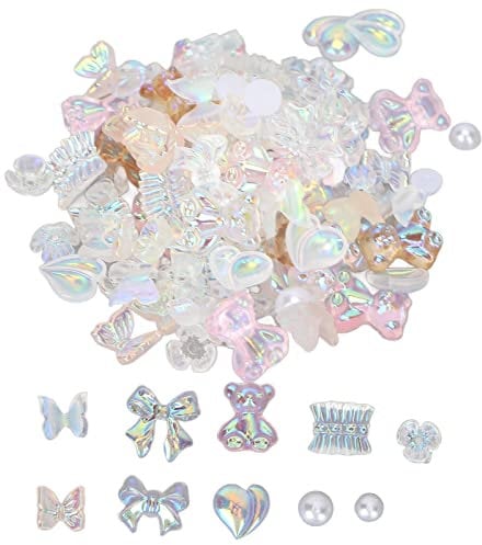 Nail Resin Decoration Bear, Nail Art Decor Bear, Cute Shiny Delicate Bow Bear Shaped for Nail Ornament Accessories for Home and Nail Salon, Nails Bead Charm Gems for Manicure Craft Art