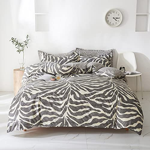 RFFLUX 3D grau abstrakt Leopardenmuster Bettwäsche Set 135x200 cm 2teilig mit Reißverschluss Weiche und Angenehme Schlafkomfort Microfaser Bettbezug Kinderbettwäsche mit Kissenbezug 80x80 cm