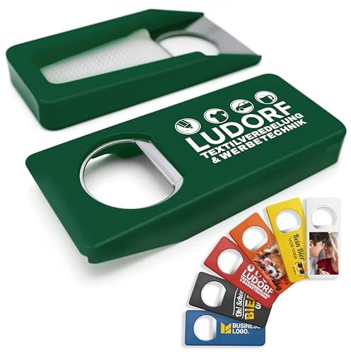 #teamludorf Flaschenöffner mit Verschluss - Personalisierte Flaschenöffner - 7 Farben - mit Bildern und Schrift bedruckbar (grün, 100)