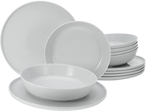 CreaTable, 16737, Serie Chef Collection, 12-teiliges Geschirrset für 6 Personen, Tafelservice aus Porzellan, spülmaschinen- und mikrowellengeeignet, Made in Europe