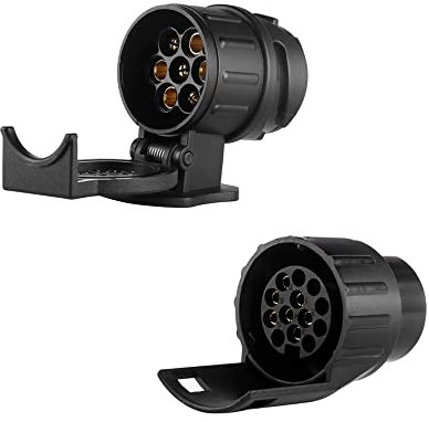 TAEUYYM 7 vers 13 Broches Adaptateur Prise Remorque et 13 vers 7 Broches Adaptateur Prise Remorque, 12V Étanche Adaptateur Connecteur, Convient Remorque Camion RV Voiture (7/13 et 13/7 Adaptateur)
