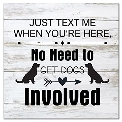 Panneau mural en bois avec inscription « Just Text Me When You're Here » - Décoration murale en bois rustique pour chambre à coucher, salon, bureau, extérieur - 35,6 x 35,6 cm